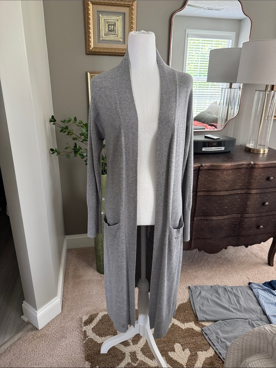 White House Black Market Sweaters - White House Black Market Long Gray Open-Front Cardigan